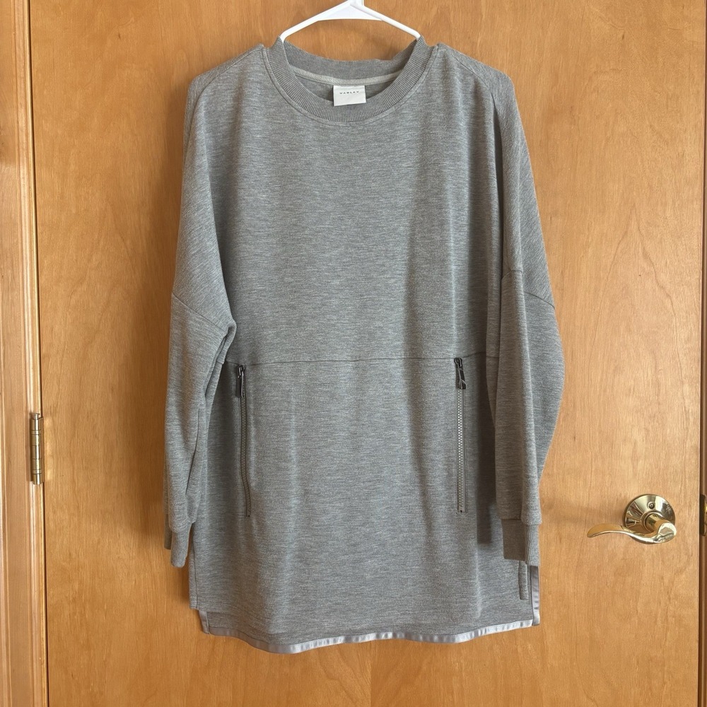 Varley‎ Bayliss Sweatshirt Womens Size S Gray Pullover Oversized Zip Pockets